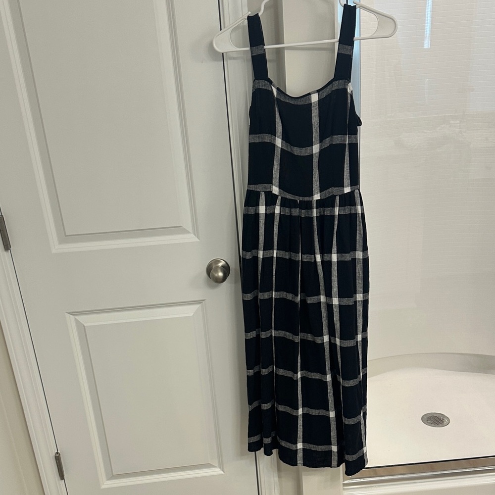 Who What Wear Black and White Grid Midi Dress